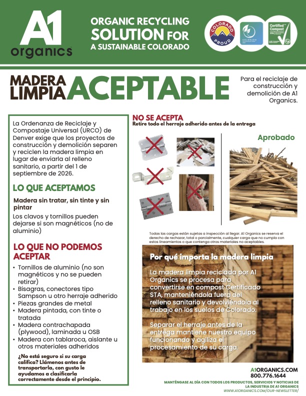 Guía de madera limpia aceptable - A1 Organics